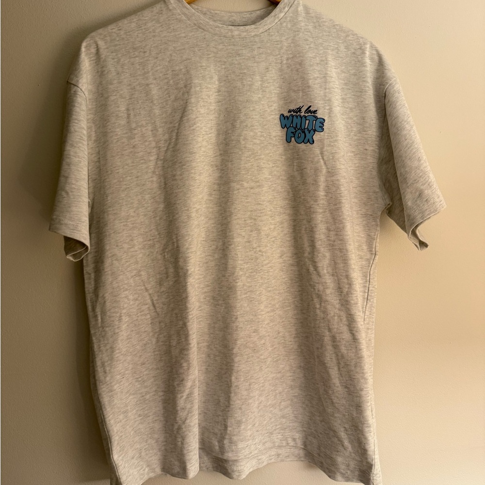 White Fox Boutique With Love Always Oversized Tee Grey Marle 100% Cotton - Picture 10 of 14